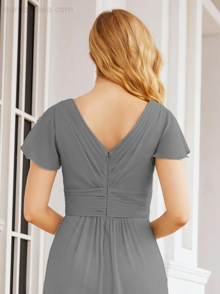 Numbersea Formal Prom Gowns for Mother of The Bride Cap Sleeves Bridesmaid Dress 28047-numbersea