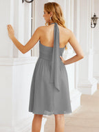 Numbersea Neckholder-Brautjungfernkleid aus Chiffon, kurz, ärmellos, formelles Partykleid, offener Rücken, 28023