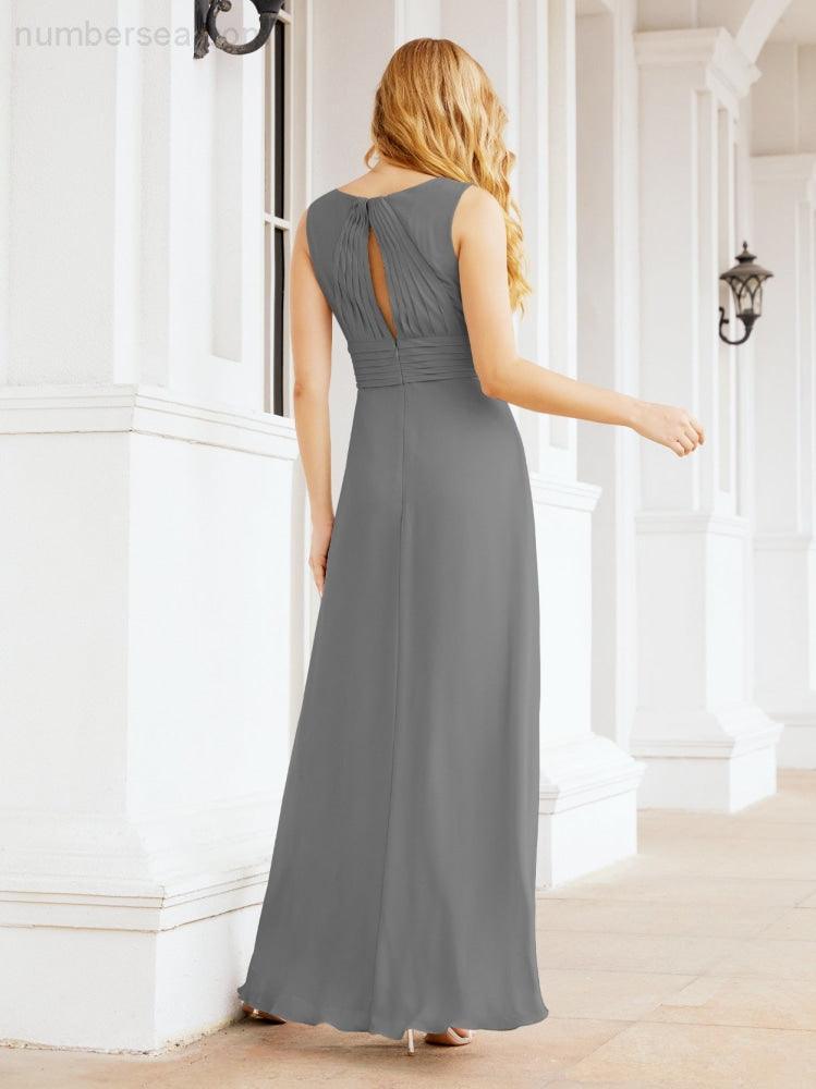 Formal Prom Gown Elegant V-Neck Sleeveless Bridesmaid Dresses for Wedding Party 28037-numbersea