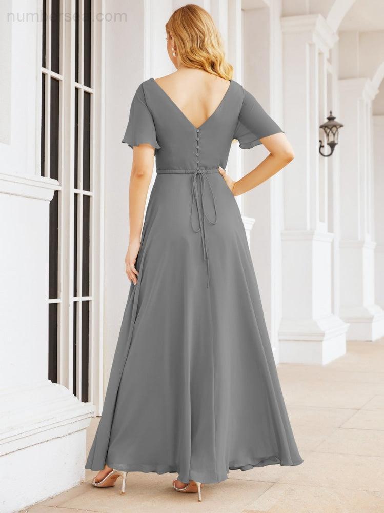 Numbersea Formal Prom Gowns for Mother of The Bride Short Sleeves Bridesmaid Dress 28049-numbersea