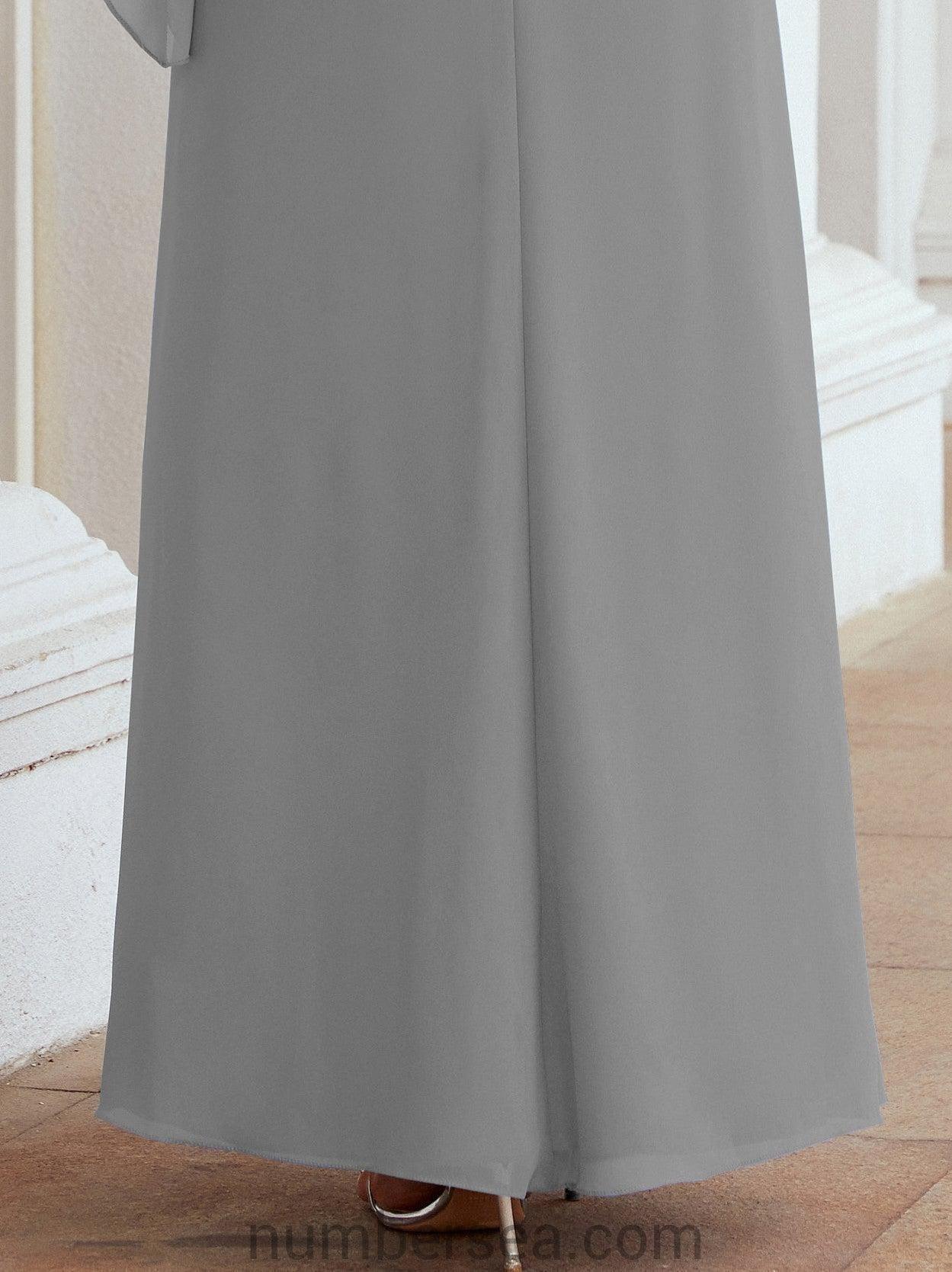 Numbersea Formal Party Gown Dress Long Chiffon Mother Of The Bride Dresses With Ruffle Cape 28026