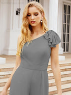 Numbersea Womens One Shoulder Chiffon Long Jumpsuit Formal Evening Dress Bridesmaid Dresses Pants