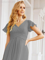 Numbersea Formal Prom Gowns for Mother of The Bride Cap Sleeves Bridesmaid Dress 28047-numbersea