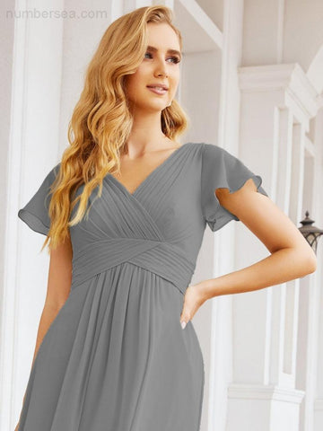 Numbersea Formal Prom Gowns for Mother of The Bride Cap Sleeves Bridesmaid Dress 28047-numbersea