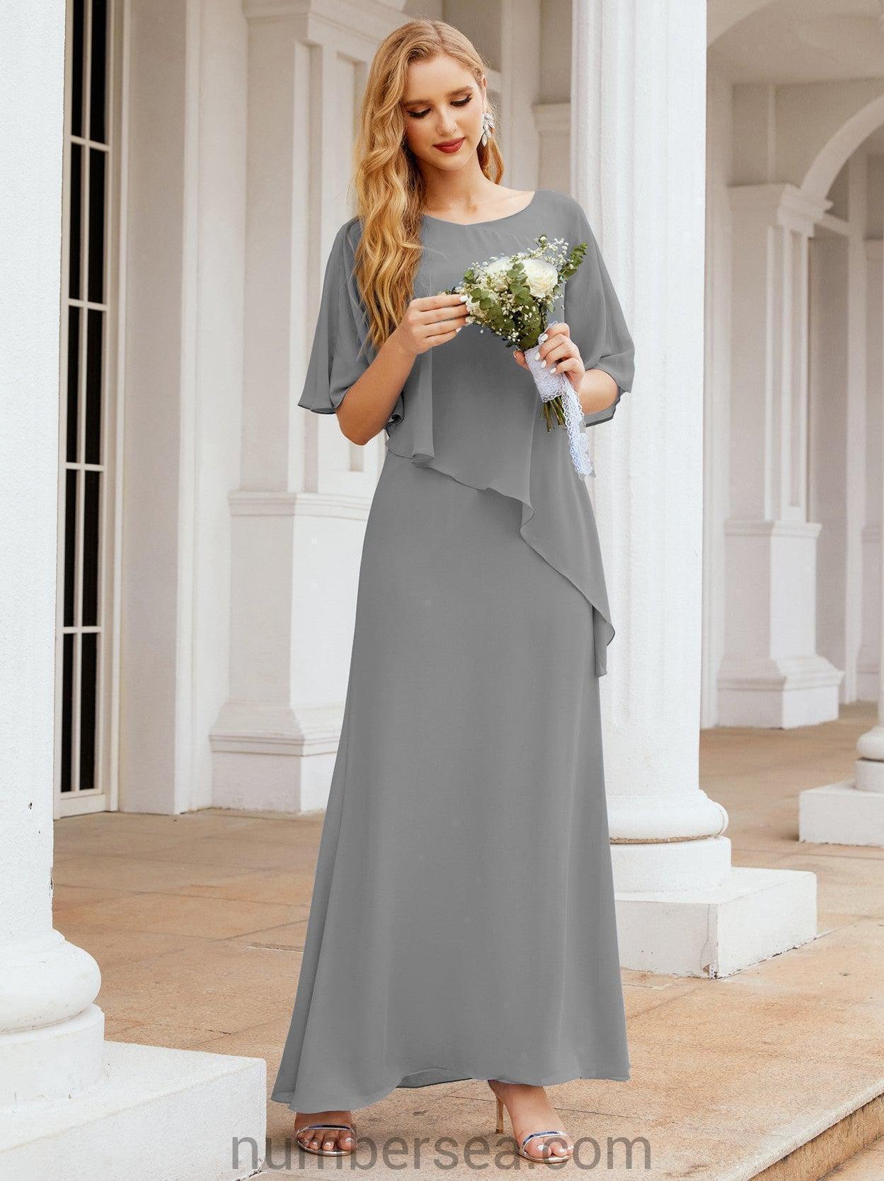 Numbersea Formal Party Gown Dress Long Chiffon Mother Of The Bride Dresses With Ruffle Cape 28026