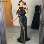 On Sale no return no  Fashion  New Mermaid Evening Dresses Luxury Beading Sequined Sleeveless Formal Evening Gowns Real Photo LA6557