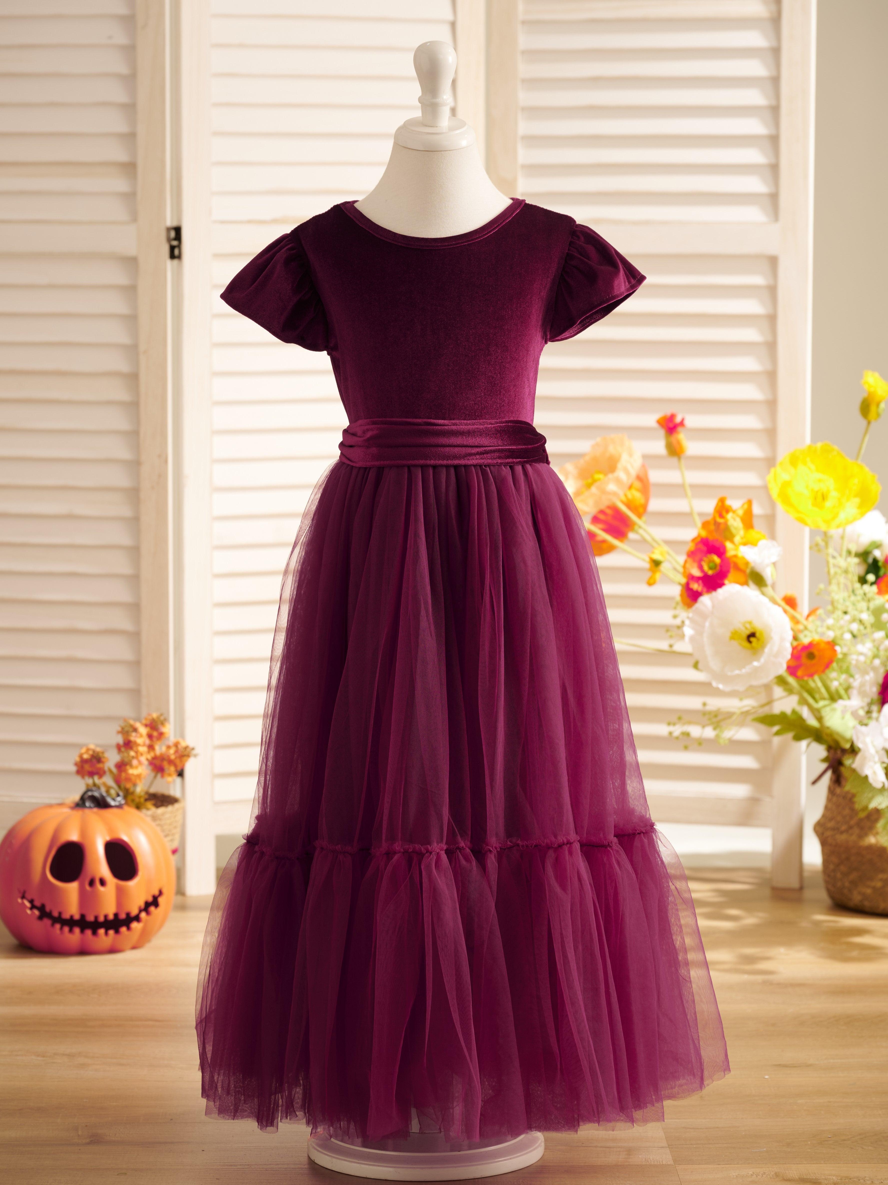 Velvet Floor-length Winter Flower Girl Dress