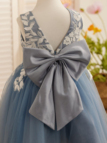 Vestido de niña de las flores sin mangas con encaje de tul hasta la rodilla 