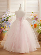 Vestido de niña de las flores de tul y encaje de princesa encantada 