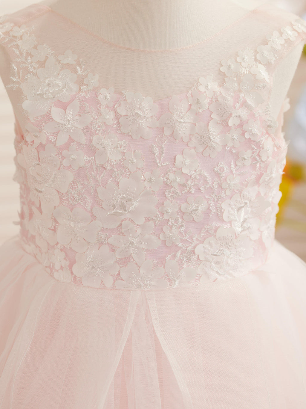 Vestido de niña de las flores de tul y encaje de princesa encantada 