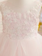 Vestido de niña de las flores de tul y encaje de princesa encantada 