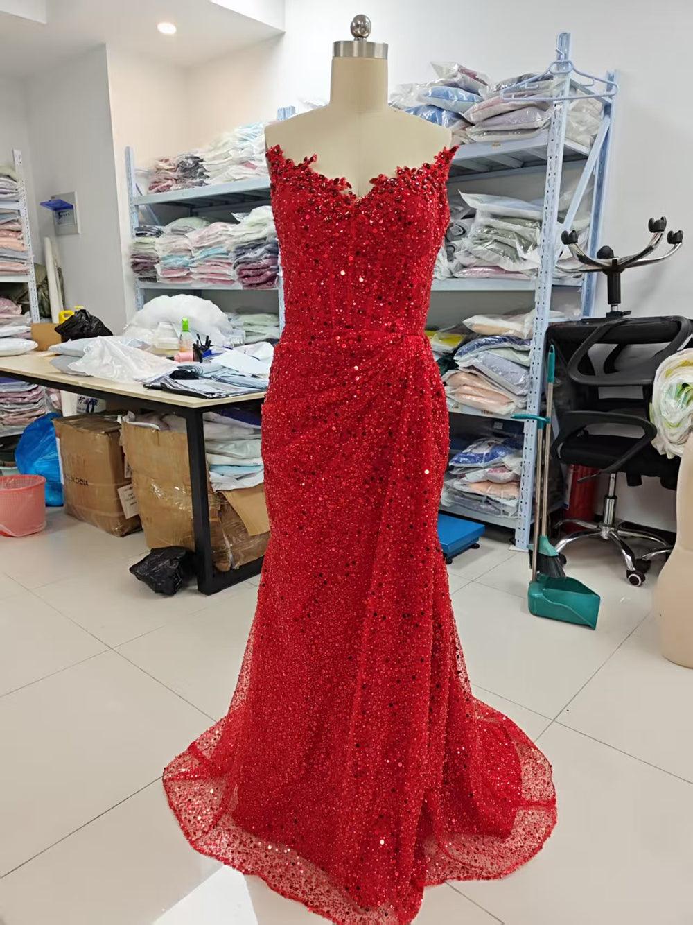 Vestido elegante y lujoso Numbersea para fiesta de noche, graduación, con escote en V, sin mangas, lentejuelas y abertura lateral