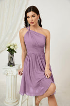 Numbersea Women Chiffon Short One Shoulder Bridesmaid Dress Formal Dresses For Party Homecoming 2804