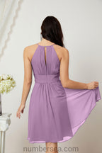 Halter Bridesmaid Dresses Knee Length A Line Formal Evening Party Cocktail Dress 28011