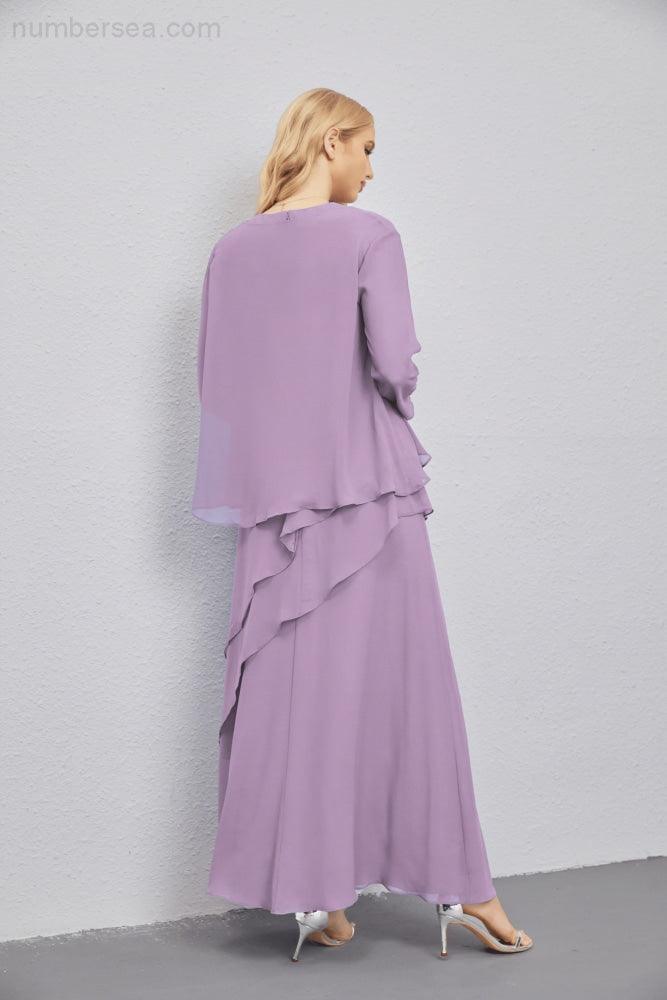 Mother of Bride Dresses with Open Front Lightweight Cardigan Formal Prom Gown 28081-numbersea