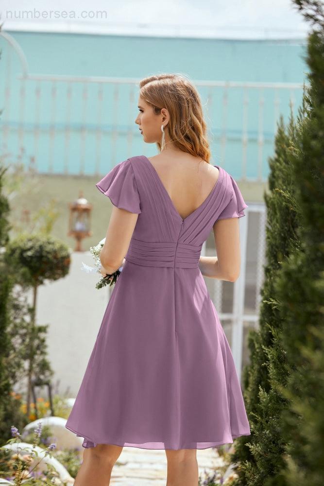 Neck Chiffon Bridesmaid Dresses Formal Cocktail Prom Gown Homecoming 28013