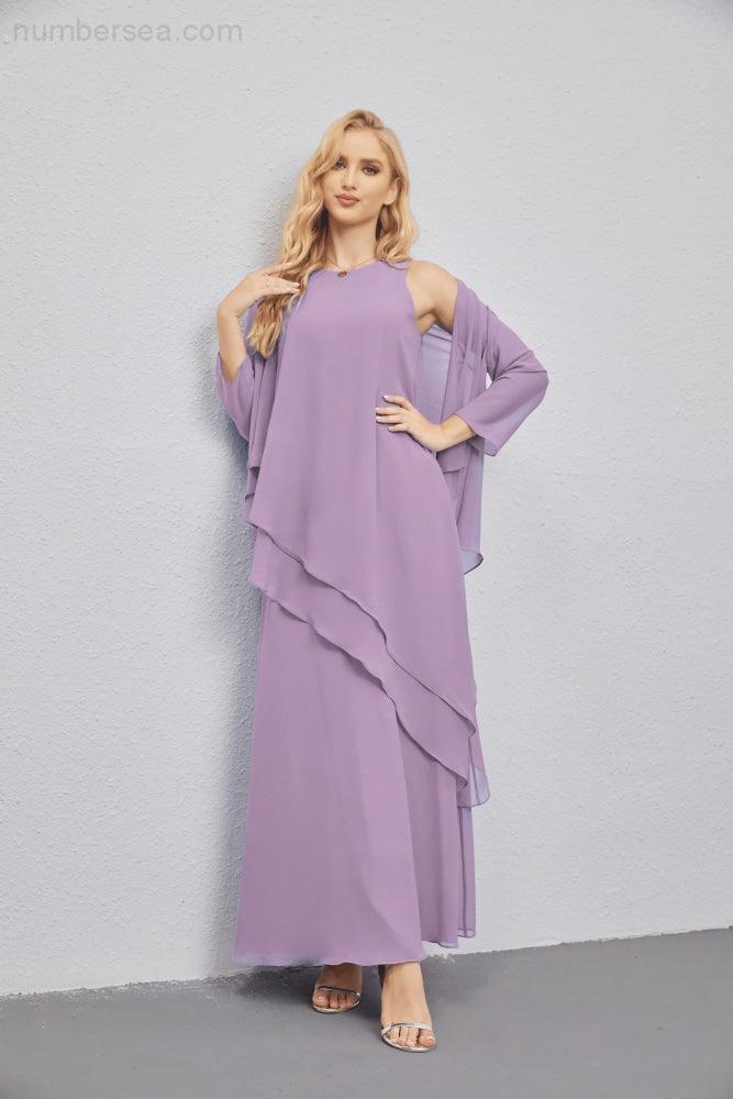 Mother of Bride Dresses with Open Front Lightweight Cardigan Formal Prom Gown 28081-numbersea
