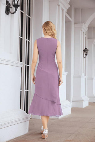 Numbersea Formal Party Gown Dress Chiffon Long Mother of The Bride Dresses with Ruffle Cape 28072 - numbersea