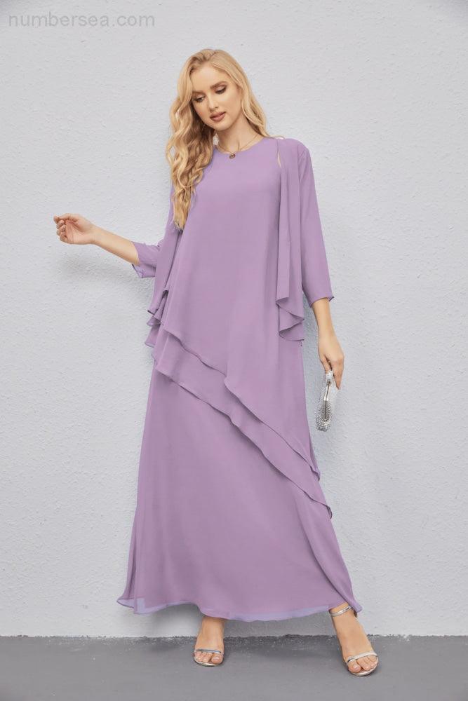 Mother of Bride Dresses with Open Front Lightweight Cardigan Formal Prom Gown 28081-numbersea