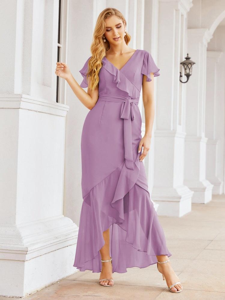 Numbersea Ruffled Bridesmaid Dresses Mermaid Formal Violin Evening Party Prom Gowns 28042-numbersea