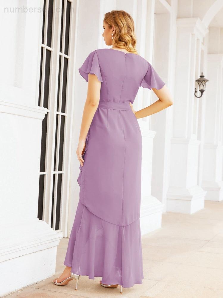 Numbersea Ruffled Bridesmaid Dresses Mermaid Formal Violin Evening Party Prom Gowns 28042-numbersea