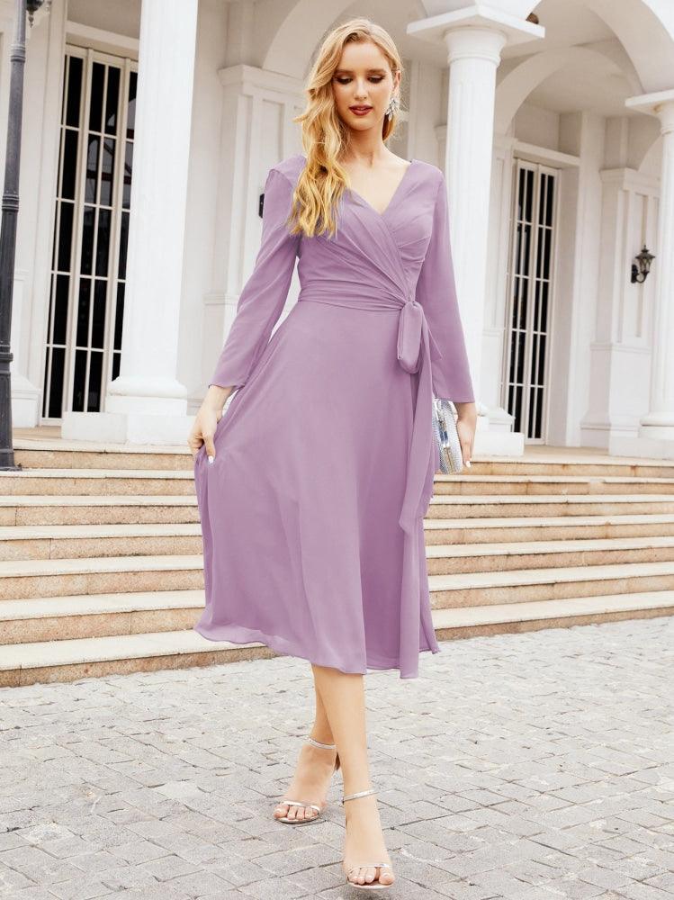 Bridesmaid Dress V-Back Waist Belt Mother of the Bride Wedding Guest 28031-numbersea