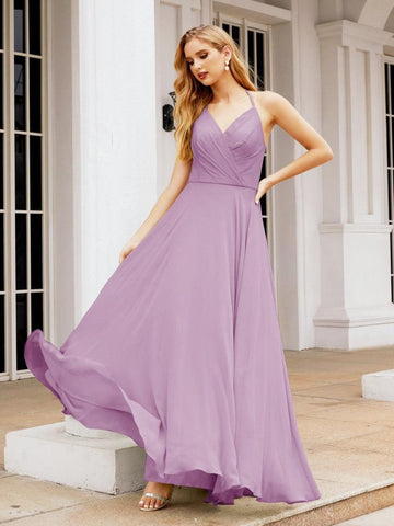 Numbersea Halter Chiffon Bridesmaid Dresses Wedding Appare Sleeveless Formal Prom Dress with Ruffled Back 28035-numbersea