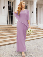 Numbersea Formal Party Gown Dress Long Chiffon Mother Of The Bride Dresses With Ruffle Cape 28026