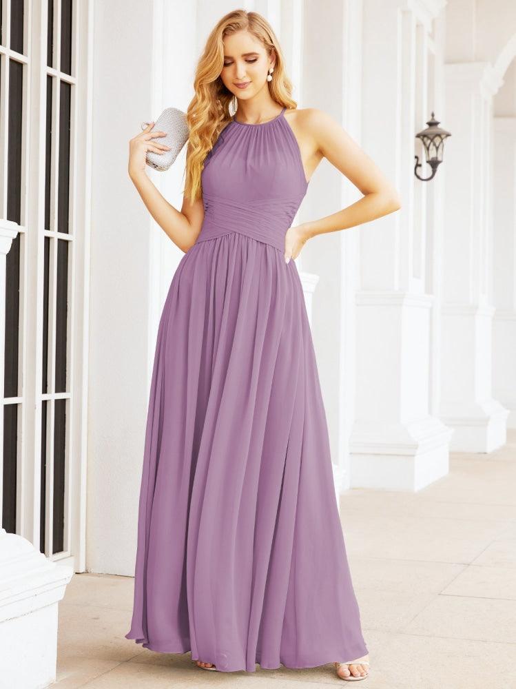 Numbersea Sleeveless Bridesmaid Dresses Long Prom Gown Zipper with Keyhole Back 28056-numbersea