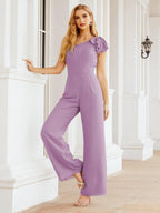 Numbersea Womens One Shoulder Chiffon Long Jumpsuit Formal Evening Dress Bridesmaid Dresses Pants