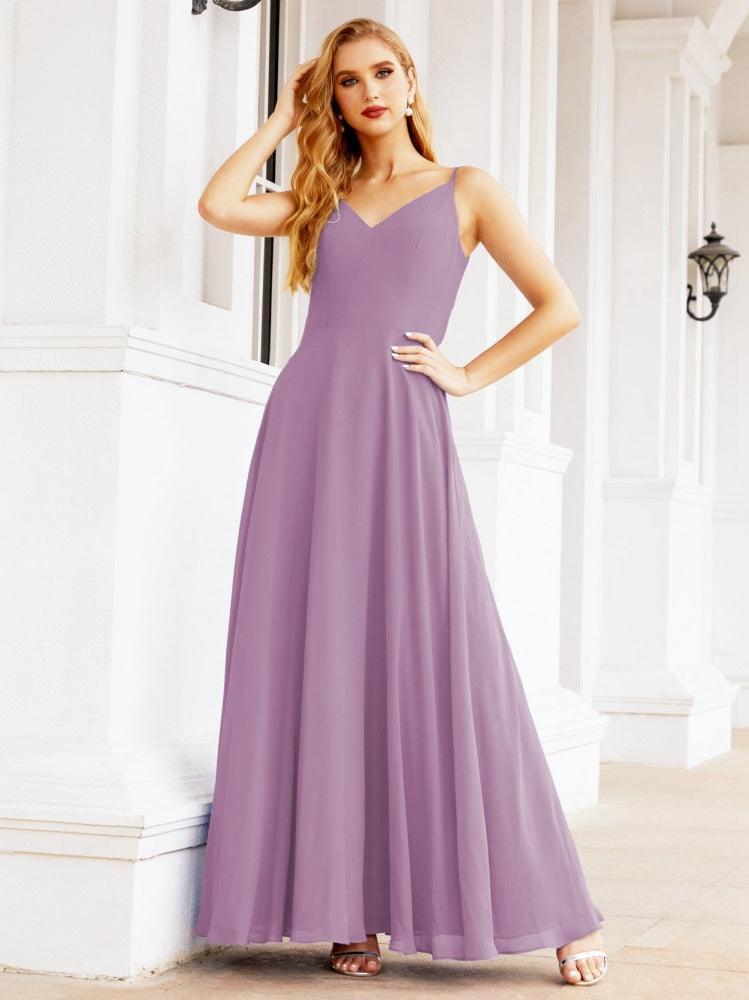 Numbersea Spaghetti Strap Bridesmaid Dresses V Neck Butterfly Back Fromal Evening Party Prom Gown 28036-numbersea