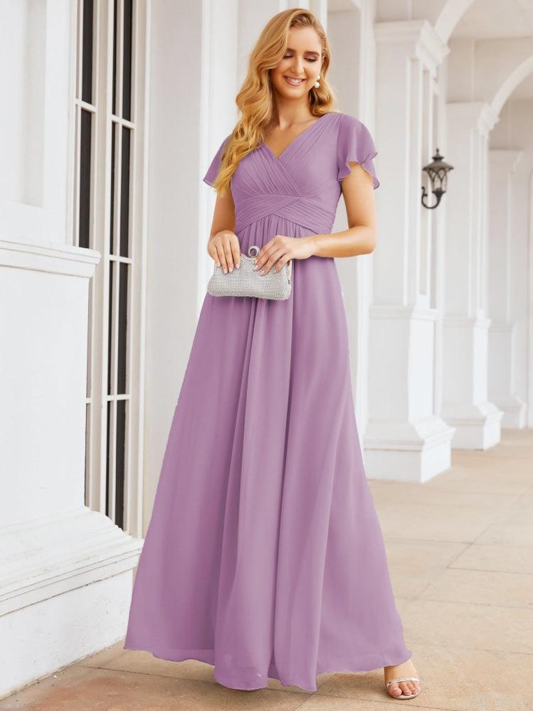 Numbersea Formal Prom Gowns for Mother of The Bride Cap Sleeves Bridesmaid Dress 28047-numbersea