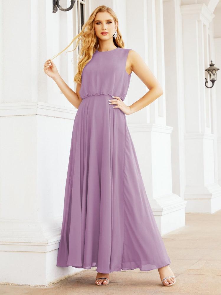 Numbersea Sleeveless Long Bridesmaid Dress A line Formal Evening Prom Gown 28025-numbersea