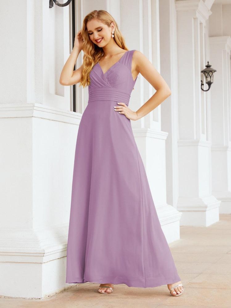 Formal Prom Gown Elegant V-Neck Sleeveless Bridesmaid Dresses for Wedding Party 28037-numbersea