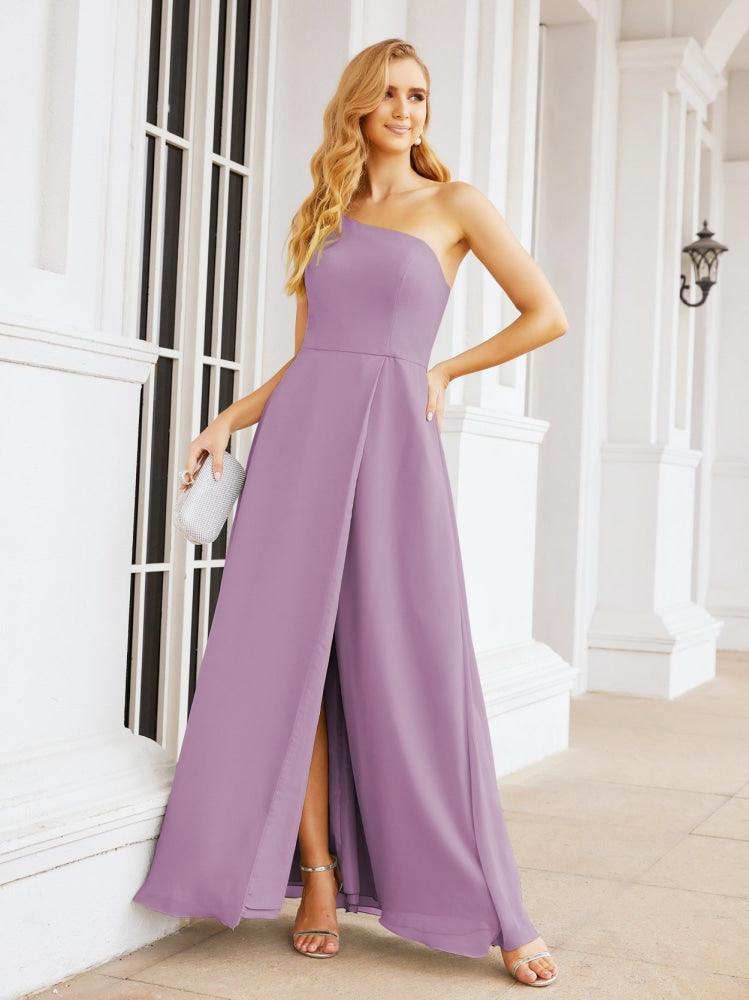 Numbersea Women's One Shoulder Formal Prom Gowns for Mother of The Bride Side Slit Bridesmaid Dresses 28052-numbersea