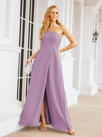 Numbersea Women's One Shoulder Formal Prom Gowns for Mother of The Bride Side Slit Bridesmaid Dresses 28052-numbersea