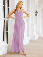 Numbersea Spaghetti Strap Bridesmaid Dresses V-Neck Long A-Line Formal Prom Gowns 28063-numbersea