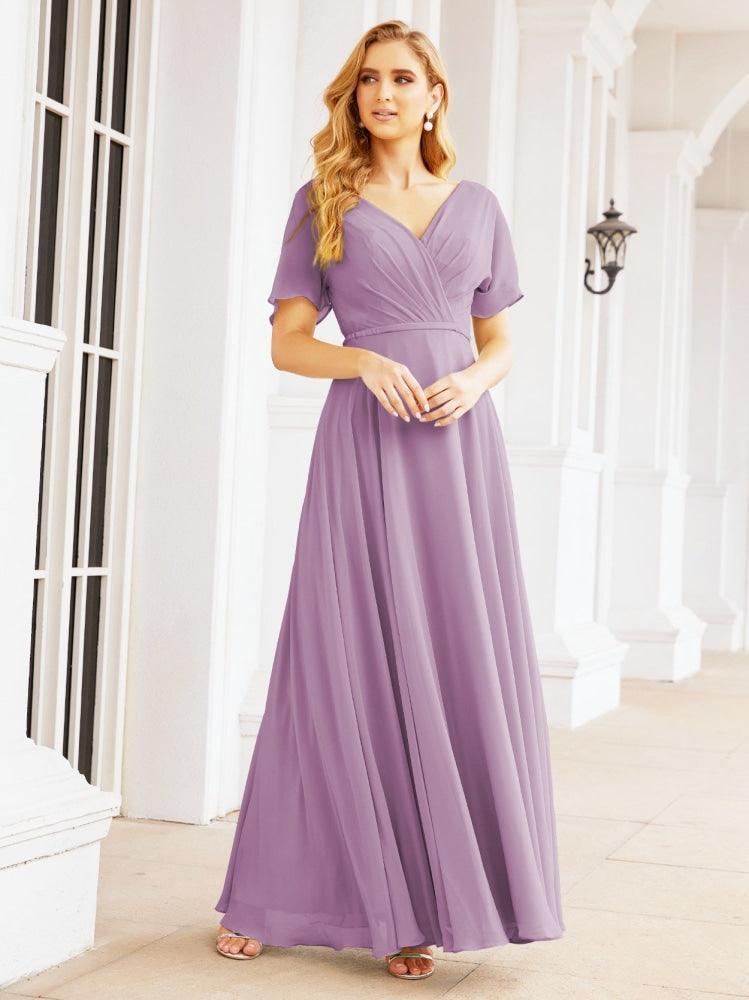 Numbersea Formal Prom Gowns for Mother of The Bride Short Sleeves Bridesmaid Dress 28049-numbersea