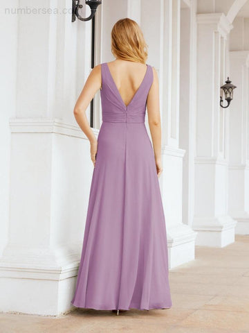 Numbersea Bridesmaid Dresses for Wedding Ruffles Long Formal Prom Gowns 28039-numbersea