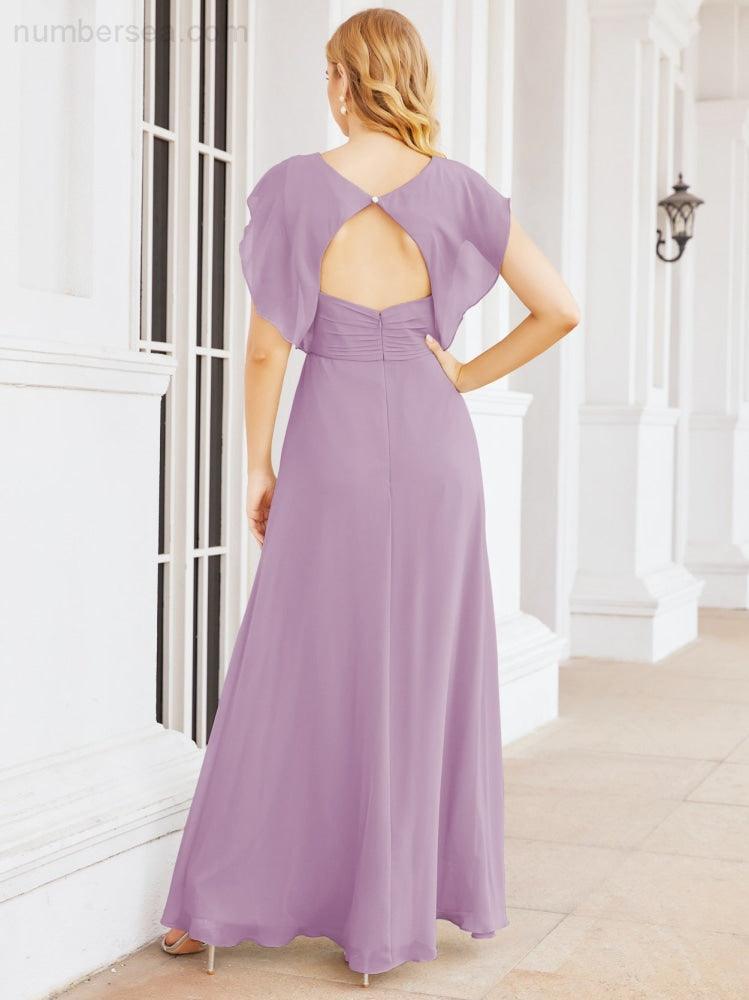 Numbersea Bridesmaid Dresses Cape Formal Prom Dress Open Back Gowns for Mother of The Bride 28058-numbersea