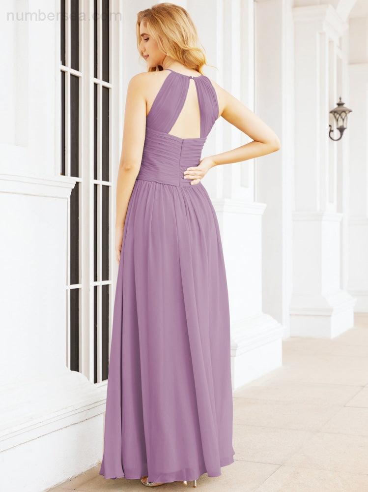 Numbersea Sleeveless Bridesmaid Dresses Long Prom Gown Zipper with Keyhole Back 28056-numbersea