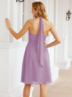 Numbersea Neckholder-Brautjungfernkleid aus Chiffon, kurz, ärmellos, formelles Partykleid, offener Rücken, 28023