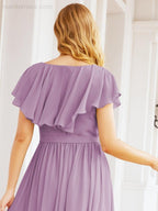 Bridesmaid Dresses with Flutter Sleeves Formal Evening Party Prom Gowns 28044-numbersea