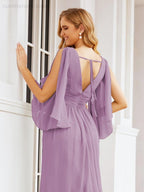 Numbersea Bridesmaid Dresses with Split for Wedding Party Flutter Sleeves 28045-numbersea