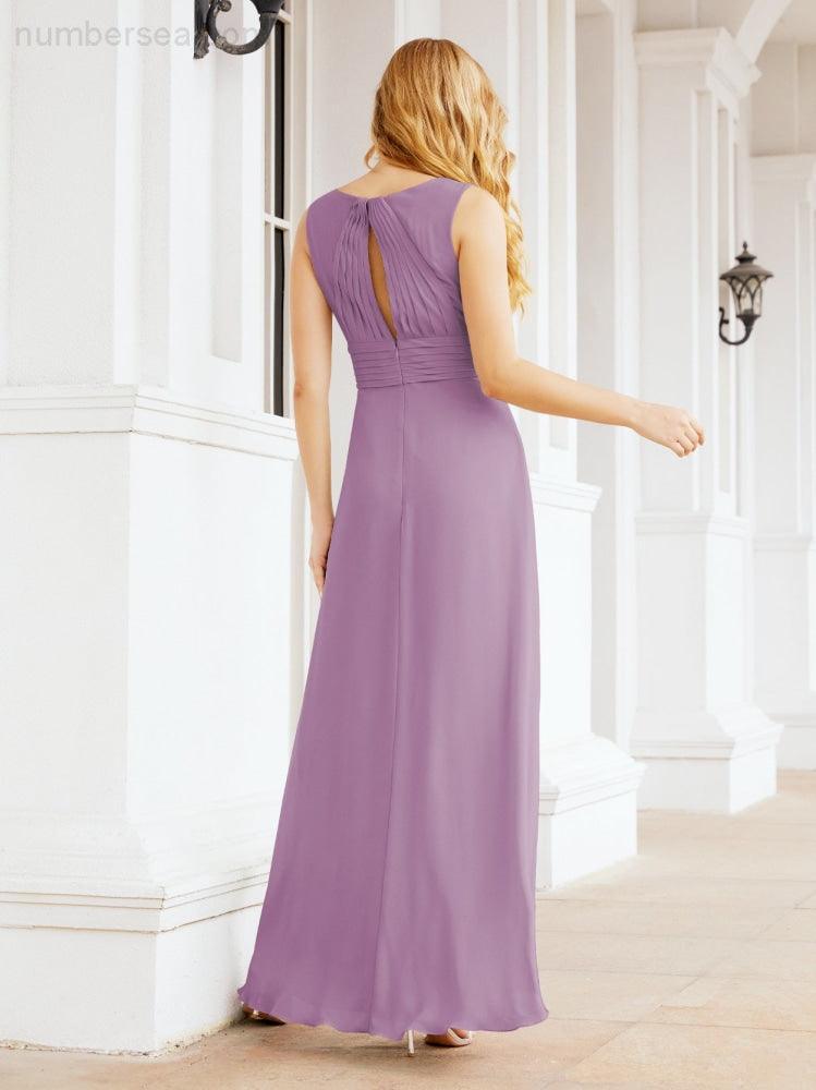 Formal Prom Gown Elegant V-Neck Sleeveless Bridesmaid Dresses for Wedding Party 28037-numbersea