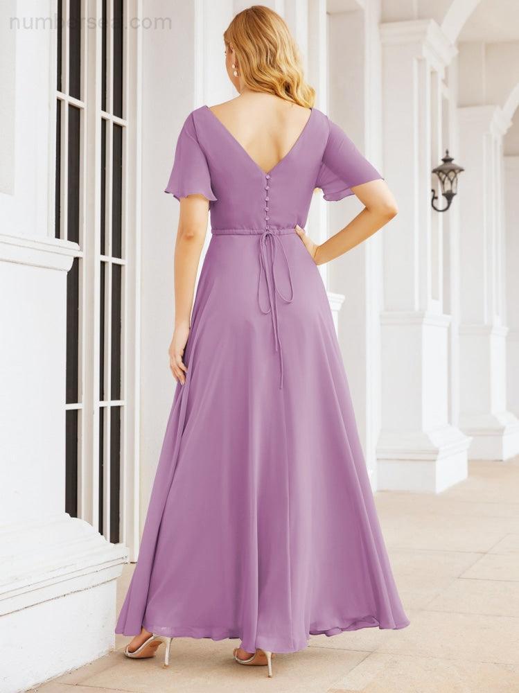 Numbersea Formal Prom Gowns for Mother of The Bride Short Sleeves Bridesmaid Dress 28049-numbersea