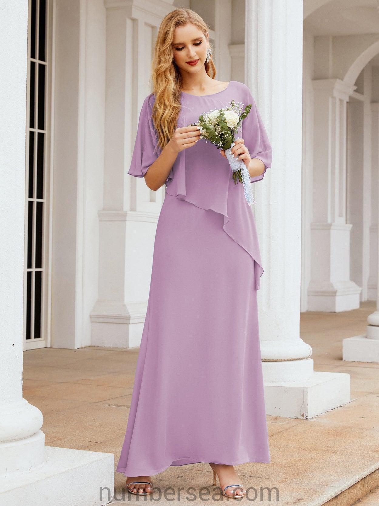 Numbersea Formal Party Gown Dress Long Chiffon Mother Of The Bride Dresses With Ruffle Cape 28026