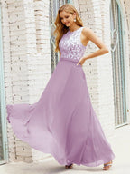 Lace Bridesmaid Dress Floor Length Evening Gowns with Pockets 28017-numbersea