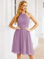 Numbersea Neckholder-Brautjungfernkleid aus Chiffon, kurz, ärmellos, formelles Partykleid, offener Rücken, 28023