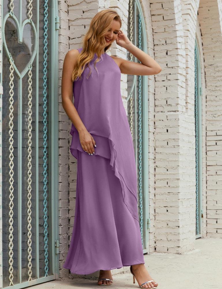 Chiffon Long Plus Size Mother Of Bride Dresses Formal Bridesmaid Prom Gown 28019 Mauve Mist